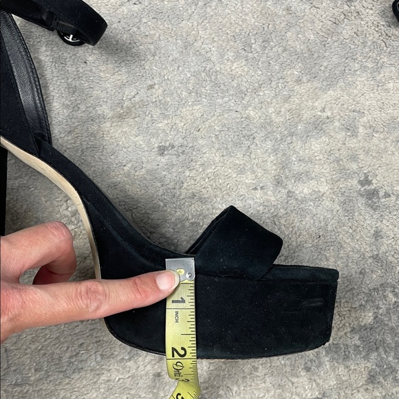 Larroude Dolly Sandal In Black Suede Platform Chunky Heels Sz 10 - Picture 16 of 16